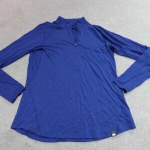 REI Womens Top XL Blue 1/4 Zip Pullover 100% Merino Wool